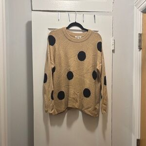 Madewell Camel Sweater with Navy Dots